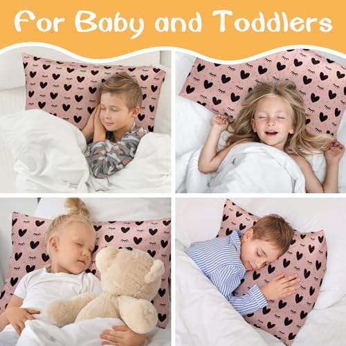 Winmany 2 Pack Toddler Pillow Cases Baby Silk Satin Pillowcases 49 x 36cm Cot Bed Envelope Pillow Cover Kids Soft Travel Pillow Pair Cases for Boys Girls Machine Washable (Pink Heart) - Image 5