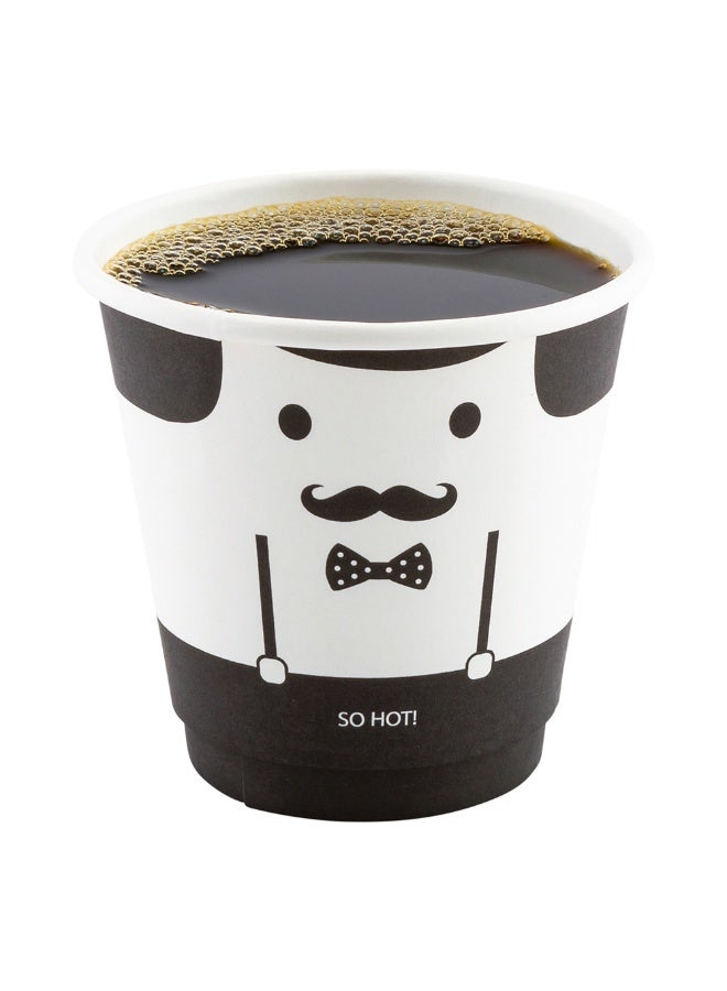 Restaurantware أكواب ورقية سعة 8 أونصات من رستورانتوير، عبوة من 500 كوب ذات تصميم مونسير القابل للتصرف – مقاومة للتسرب، متينة، أكواب ورقية معزولة ساخنة باللونين الأسود والأبيض، مع أغطية متطابقة متاحة للشراء بشكل منفصل - Image 2