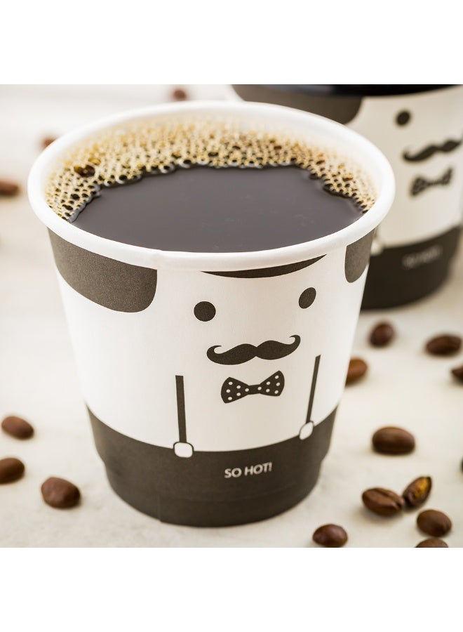 Restaurantware أكواب ورقية سعة 8 أونصات من رستورانتوير، عبوة من 500 كوب ذات تصميم مونسير القابل للتصرف – مقاومة للتسرب، متينة، أكواب ورقية معزولة ساخنة باللونين الأسود والأبيض، مع أغطية متطابقة متاحة للشراء بشكل منفصل - Image 3