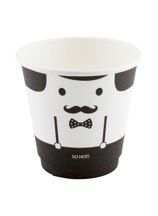 Restaurantware أكواب ورقية سعة 8 أونصات من رستورانتوير، عبوة من 500 كوب ذات تصميم مونسير القابل للتصرف – مقاومة للتسرب، متينة، أكواب ورقية معزولة ساخنة باللونين الأسود والأبيض، مع أغطية متطابقة متاحة للشراء بشكل منفصل - Image 1