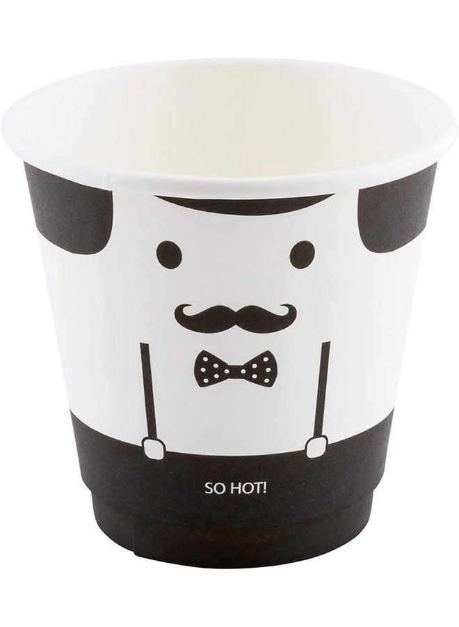 Restaurantware أكواب ورقية سعة 8 أونصات من رستورانتوير، عبوة من 500 كوب ذات تصميم مونسير القابل للتصرف – مقاومة للتسرب، متينة، أكواب ورقية معزولة ساخنة باللونين الأسود والأبيض، مع أغطية متطابقة متاحة للشراء بشكل منفصل - Image 5