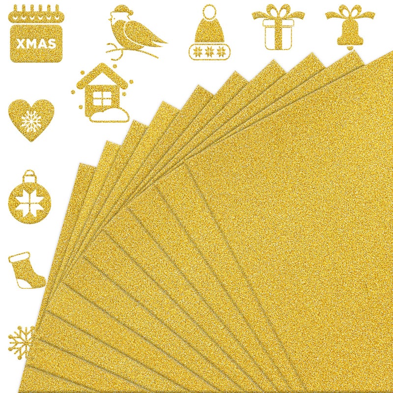 FEILIBAY 20 Sheets Gold Glitter Cardstock Paper A4 Size Glitter Paper for Crafts Birthday and Wedding Party decorations Gift Box packing and Other DIY Projects 250GSM92lb