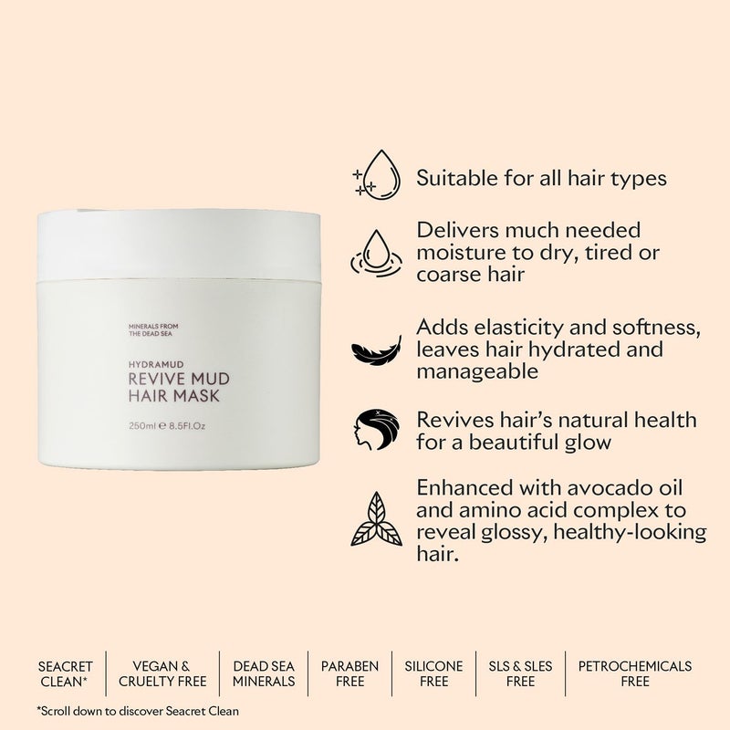 SEACRET Mud Hair Mask with Argan Oil & Minerals From The Dead Sea, A Reviving Hair Mask For Damaged Hair, Suitable For All Hair Types, 8.5 FL.OZ - Image 4