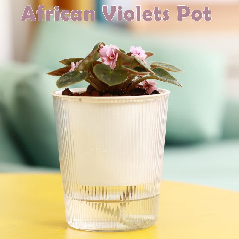 Planterhoma 6-Pack 6.5 Inches Clear Self-Watering Pots for Indoor Plants Large Orchid Flower Pot Plastic Wick Planters for African Violet, Home Decor Pot - Image 2