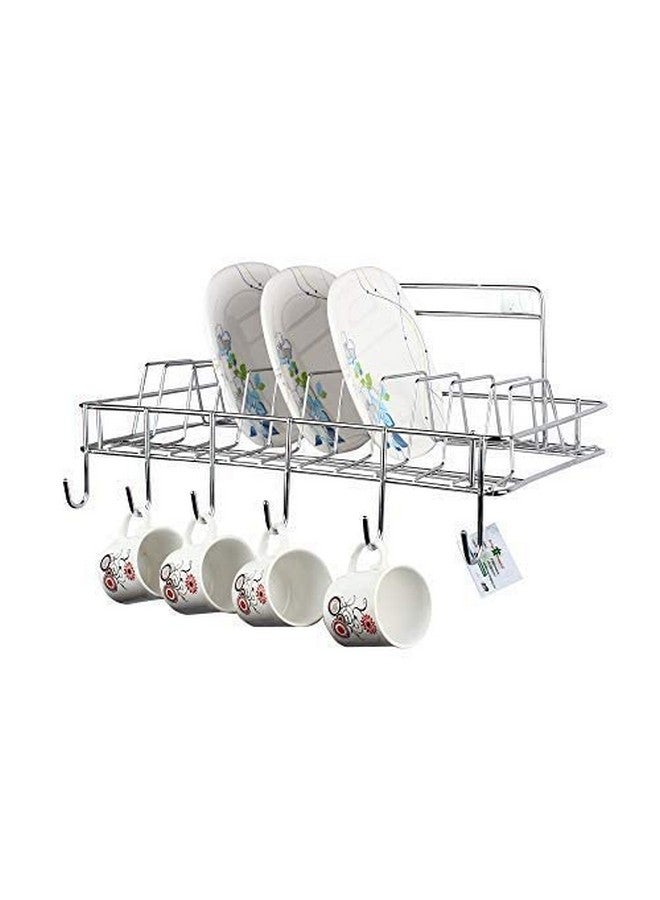 12FOR COLLECTION Wall Hanging Stainless Steel Cup & Saucer Holder, Plate Organizer Space Kitchen Saving Rack Utensil Kitchen Rack (Steel, Hanging shelves, Standard) - Image 1