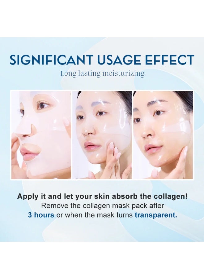 KOEC 4Pcs Deep Collagen HA Vitamin B5 Hydrating Mask Korean Overnight Wrapping Face Sheet Deep Moisture Therapy Skincare and Nourishing for Fine Lines and Aging Anti-Wrinkle Moisturizing Firming Facial Mask - Image 5