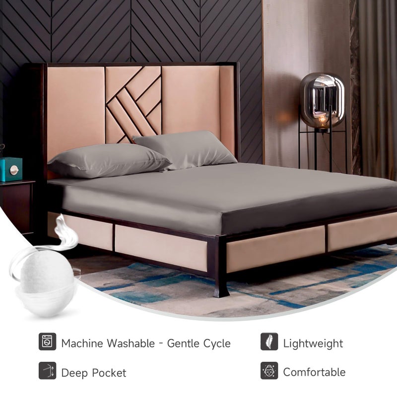 THXSILK Silk Queen Fitted Sheet 3Pcs Set  6A+ Top Grade 100% Pure Mulberry Silk Bed Sheets Set Luxury Bedding Sheet for Hair and Skin  1 Fitted Sheet with 2 Pillowcases  Grey - Image 5