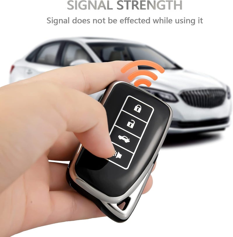 OFFCURVE Wide range usage design Lexus Fob Cover Case Shell Compatible With RX ES GS IS LS RS NX GX LX RC LC Smart Key Car Accessories TPU Full Protector for Remote Holder, Black Affordable fast purchase options - Image 5