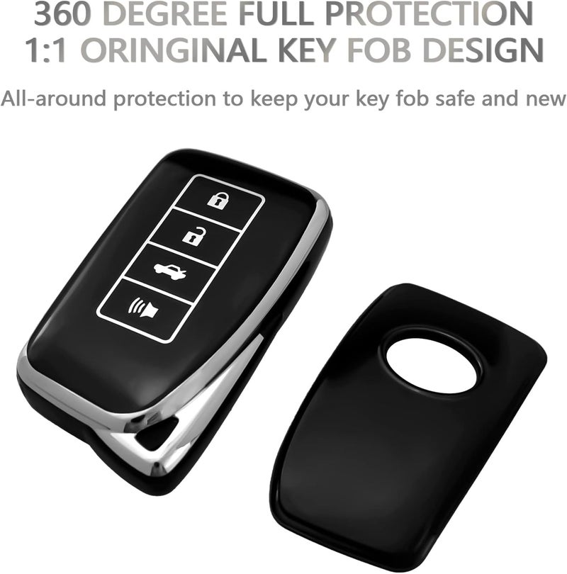 OFFCURVE Wide range usage design Lexus Fob Cover Case Shell Compatible With RX ES GS IS LS RS NX GX LX RC LC Smart Key Car Accessories TPU Full Protector for Remote Holder, Black Affordable fast purchase options - Image 3