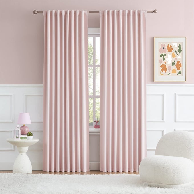 BABY CUTE PINK CURTAINS DRAPES 96 INCHES LONG BACK TAB AND ROD POCKET THERMAL INSULATED LIGHT BLOCKING DRAPES FOR GRILS BABY NURSERY BEDROOM SOFT LIGHT PINK 52 X 96 INCH 2 PANELS