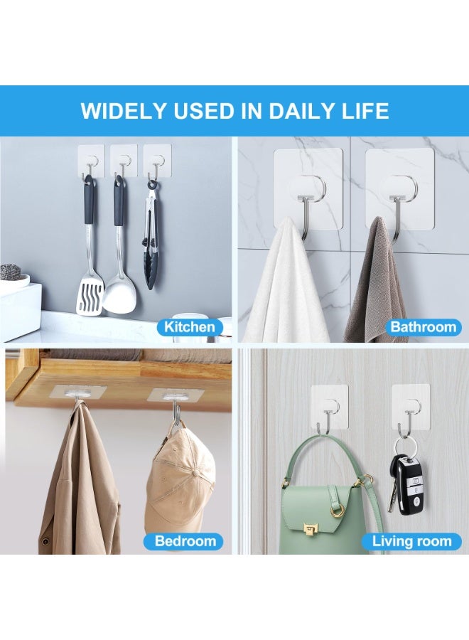 HOMESTAR 12-Pack Stainless Steel Hooks - Invisible Heavy Duty Adhesive Waterproof Wall Hooks, Max 5kg Load, Strong Wall Hooks for Towels & Coats, Waterproof Transparent Hooks for Bathroom, Shower, Kitchen (6.3*6.3 Cm) - Image 3