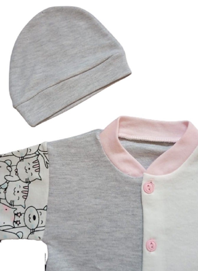 سالوبيت أفارول بيبي أطفال  - صيفي - أولادي وبناتي – معه غطاء للرأس –  قطن – رقبة مستديرة – بأزرار - Image 2