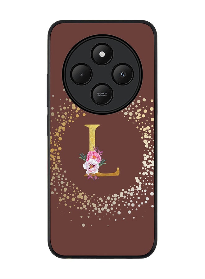 Stylizedd For Xiaomi Poco C75 Case,Slim fit Camera Protection, Shockproof Thin Phone cover - Custom Monogram Floral - L (Brown ) - Image 1