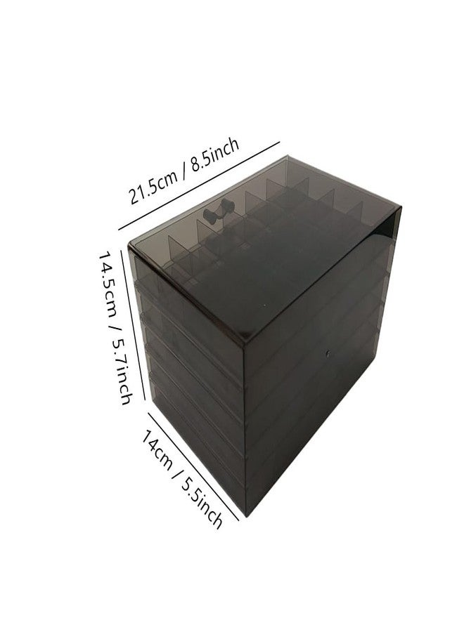 Ebonee Acrylic Jewelry Organizer Box Holder with 5 Drawers, 5-Tier 120 Girds Earring Display Stand Storage Case with 120 Small Compartments for Women Rings Necklaces Bracelets (Clear Black) - Image 2