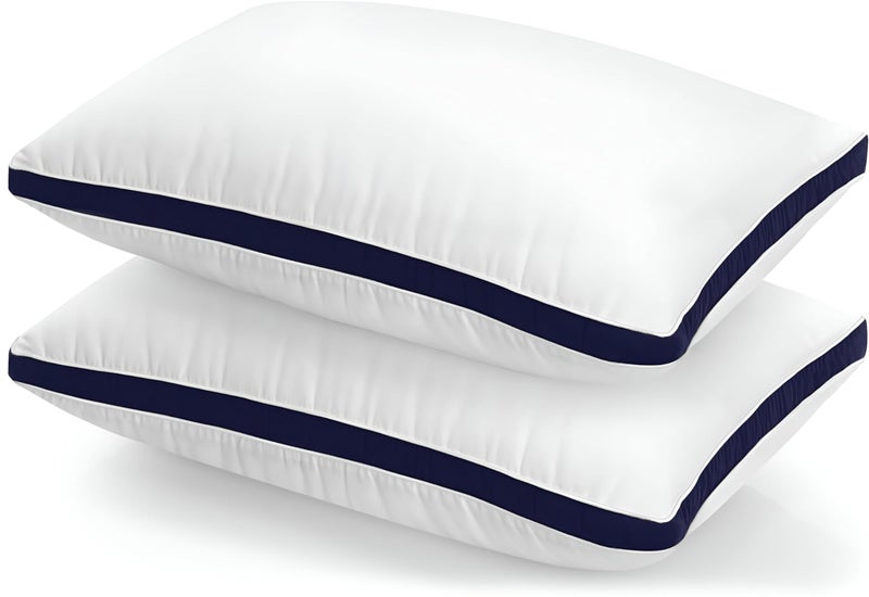 Utopia Bedding Pillows 2 Pack Queen Size Navy Hotel Quality Pillows Brushed Fabric Bed Pillow for Back Stomach or Side Sleepers  18 x 26 inch  45 x 66 cm