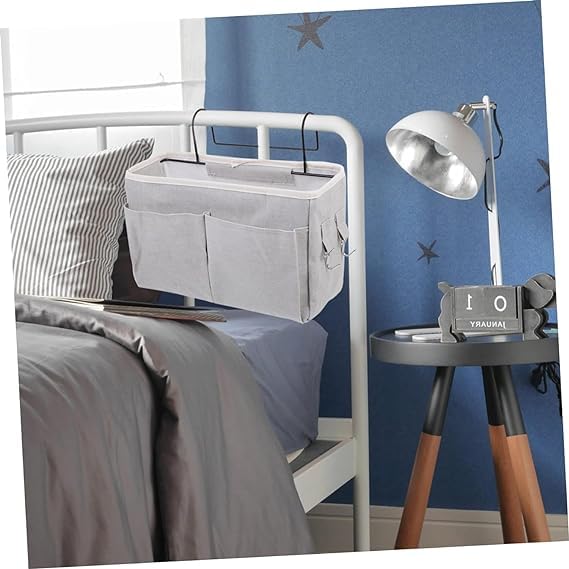 JAMBUVANTI Bedside Fabric Hanging Basket Bookshelf Nightstand Bookshelf Bed Frame Hanging Pockets Organizer Bedside Storage Dorm Kids Bunk Beds Sundries Container Hanging Pouch Decor Multi Color - Image 3