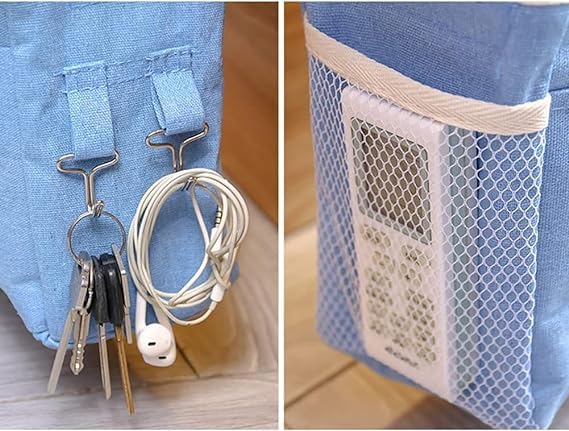 JAMBUVANTI Bedside Fabric Hanging Basket Bookshelf Nightstand Bookshelf Bed Frame Hanging Pockets Organizer Bedside Storage Dorm Kids Bunk Beds Sundries Container Hanging Pouch Decor Multi Color - Image 4