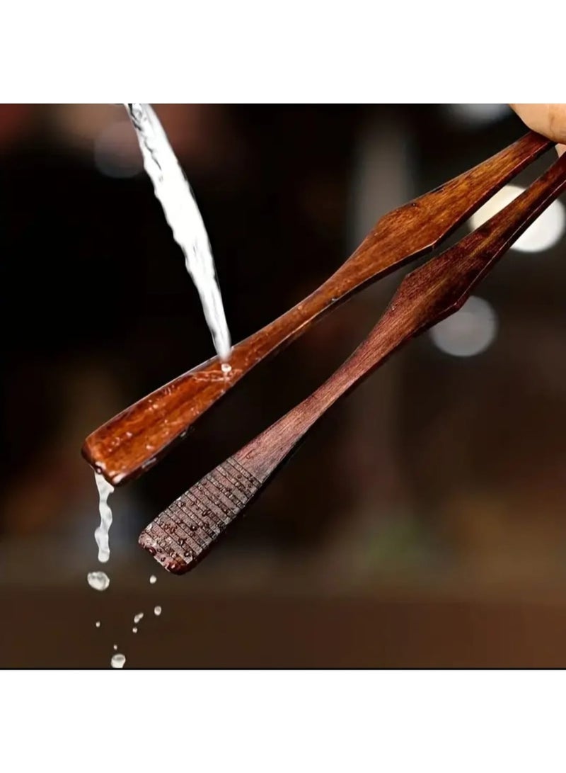 إل ديس ملقط خشبي مقاوم للحرارة العالية، مثالي للطهي والتقديم، وتجهيز شرائح اللحم، والفواكه، والخبز، والشواء، والسلطات، والحلويات، والآيس كريم، والمعكرونة. أداة أساسية في المطبخ بتصميم مريح لسهولة الإمساك. - Image 3