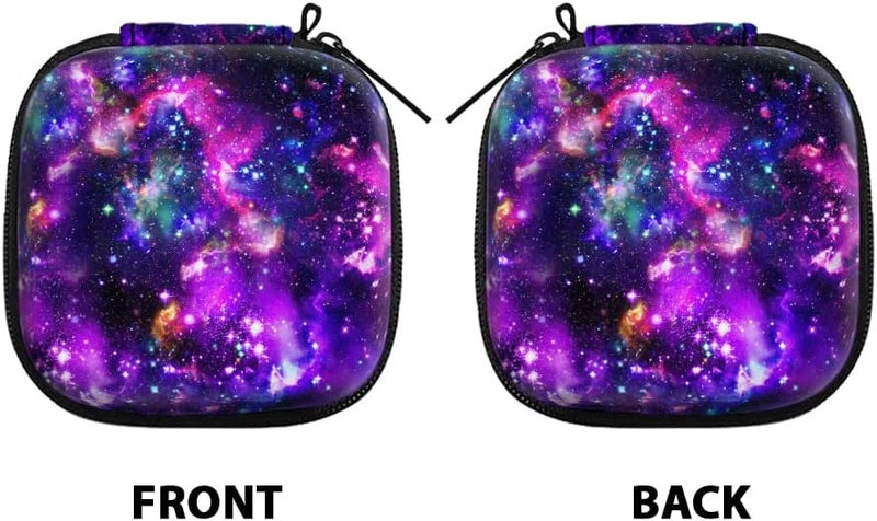 WIRESTER Portable Wireless Headphone Case, Earphone Storage Bag Carrying Case, Earbud Holder with Black Carabiner Compatibe with Apple Airpods - Purple Nebula Galaxy - Image 1