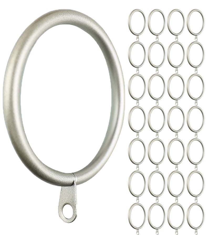 Meriville 28 pcs 15Inch Inner Diameter Metal Curtain Rings with Eyelets Fits Up to 1 14Inch Rod Set of 28 Pewter