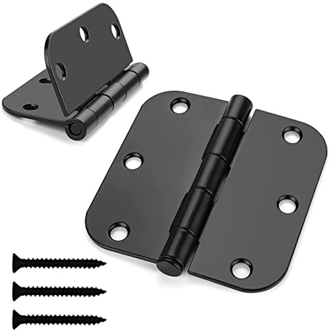 Vervida 3 Pack Matte Black Door Hinges Black 3.5 x 3.5 Inch Interior Door Hinges 3 1/2 Inch Thicken with Round 5/8" Radius Corners, Hardware Door Hinge Replacement - Image 1