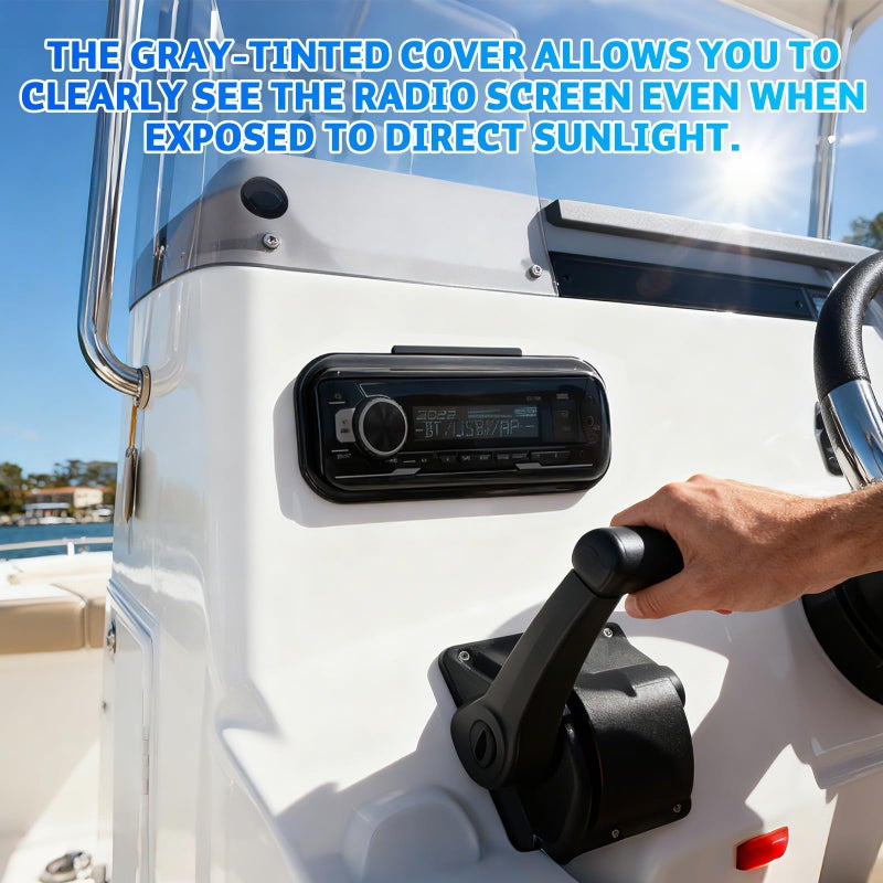 STUDIOFINIX Durable Water Resistant Radio Stereo Cover Waterproof Boat Stereo Protector Shield with Flip-Up Door UV-Resistant ABS Housing, Includes Mounting Gasket (Black) - Image 4