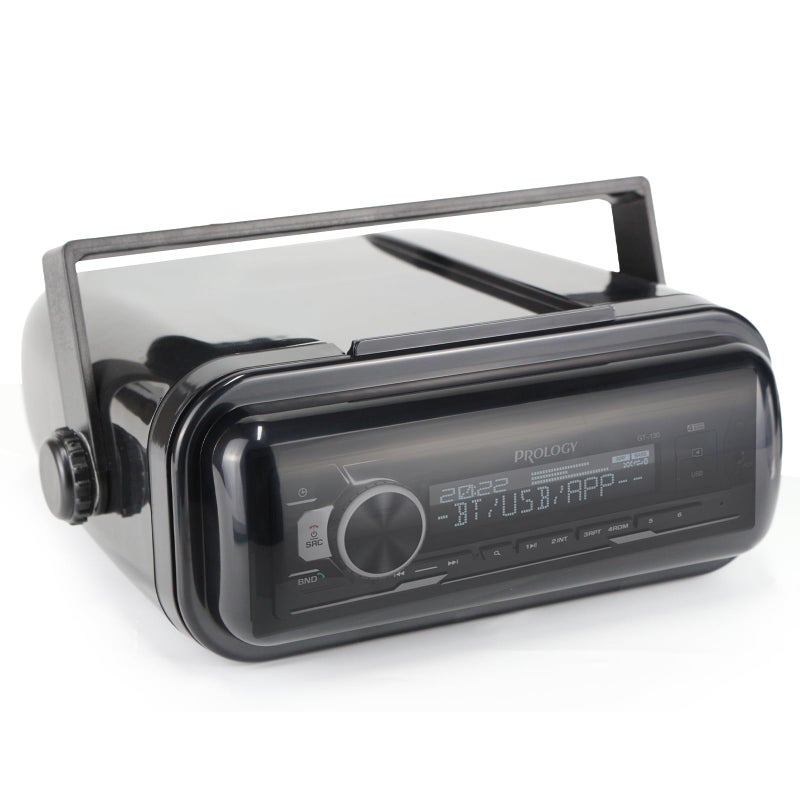 STUDIOFINIX Durable Water Resistant Radio Stereo Cover Waterproof Boat Stereo Protector Shield with Flip-Up Door UV-Resistant ABS Housing, Includes Mounting Gasket (Black) - Image 1