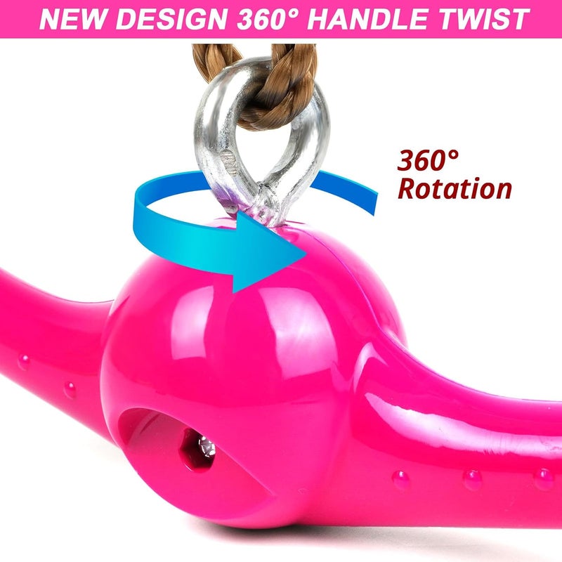 YAMIPROBI Ninja-Twister Swing Spins Set: Slackline Attachments - 360° Handle Twist-Spin Flips Toy Activate Ninja Powers - Ninja Warrior Accessories - Kids Ninja Hang Toys for Playground Backyard,Pink - Image 2