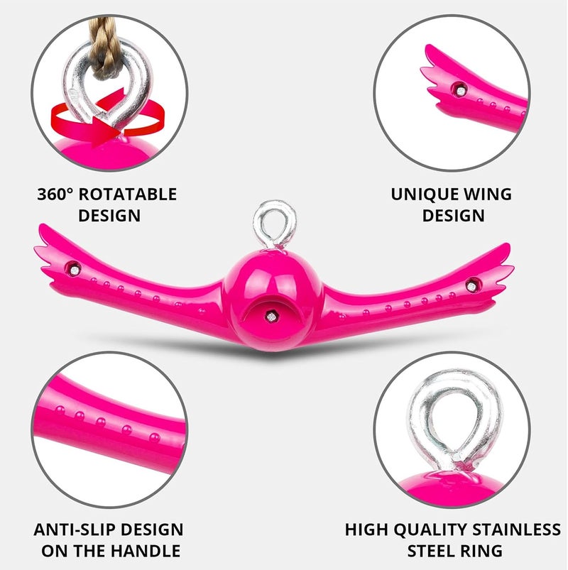 YAMIPROBI Ninja-Twister Swing Spins Set: Slackline Attachments - 360° Handle Twist-Spin Flips Toy Activate Ninja Powers - Ninja Warrior Accessories - Kids Ninja Hang Toys for Playground Backyard,Pink - Image 3