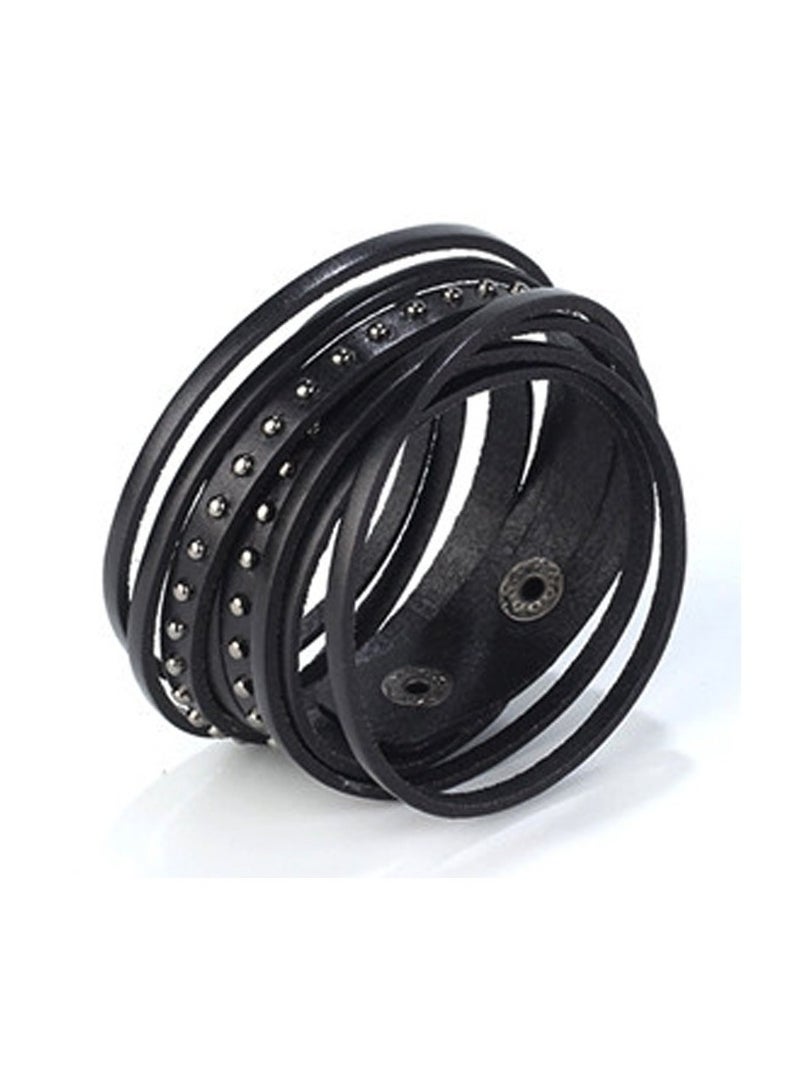 KASTWAVE Leather Cuff Bracelet Punk Braided Bracelets Rock Leather Wristbands Adjustable Wrap Bracelet for Men, Women - Image 4