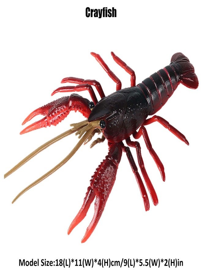 JOKFEICE Ocean Sea Animal Toys, Realistic Crayfish Fairy Garden Accessories, Learning Educational Toys for Christmas Birthday Cake Topper for Kids (Red) - Image 2