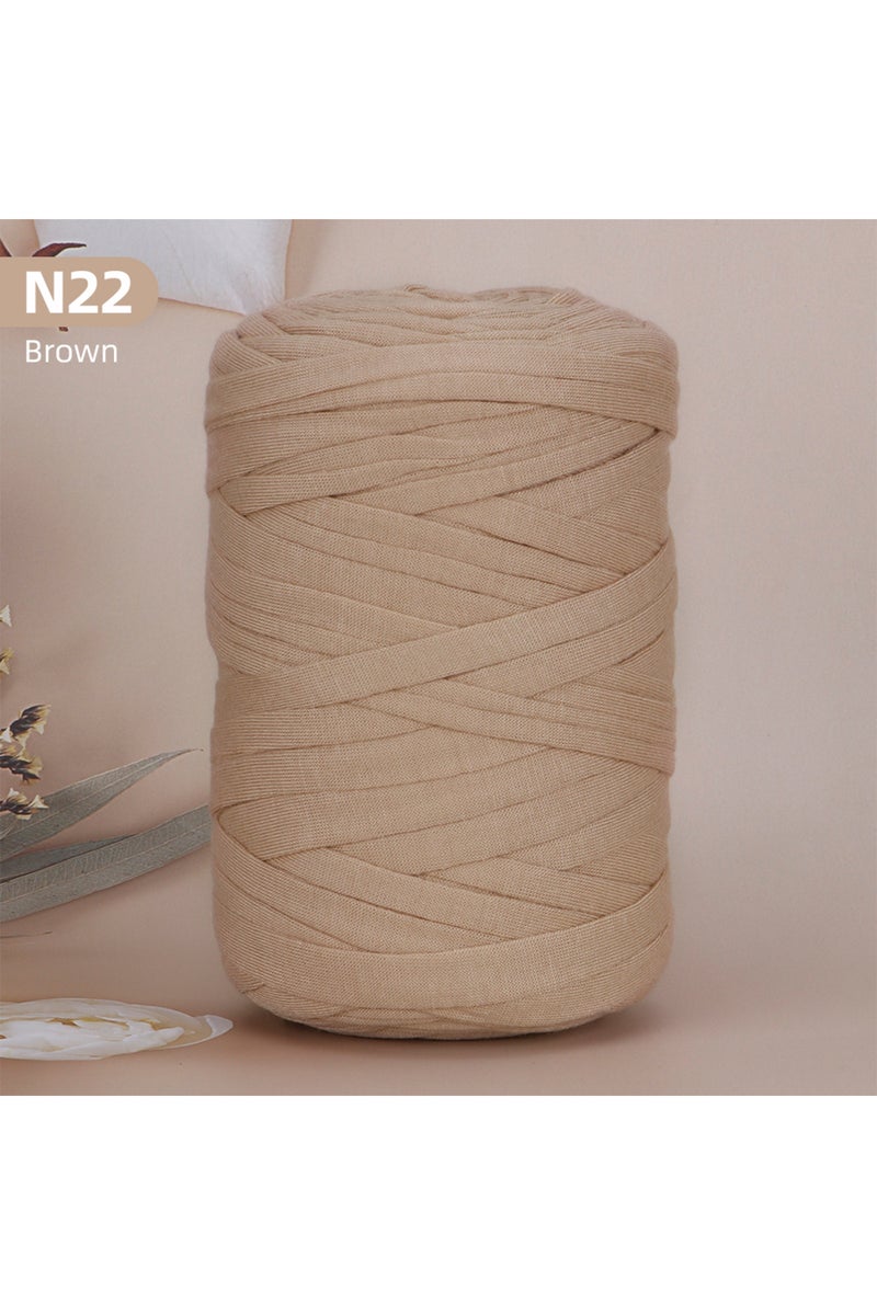 خيوط تيشيرت من البوليستر N22-بني، قطعة واحدة، للأعمال اليدوية والكروشيه والحياكة - الحقائب والوسائد والدمى،