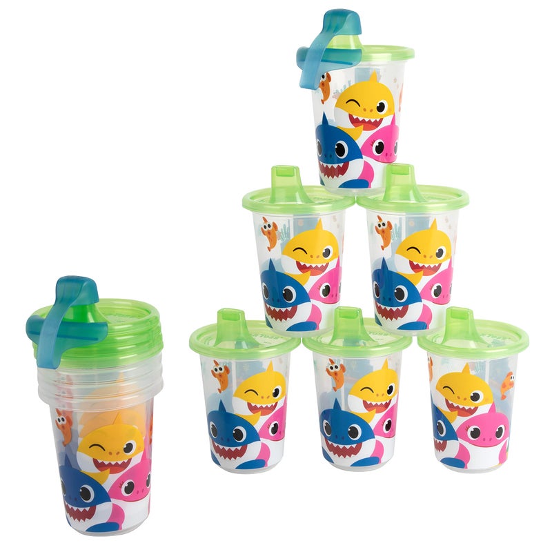 ذا فيرست ييرز The First Years Take  Toss Pinkfong Baby Shark Sippy Cups - Reusable Toddlers Cups with Lids - Kids Party Pack with 2 Travel Caps - 10 Oz - 10 Count - Image 1