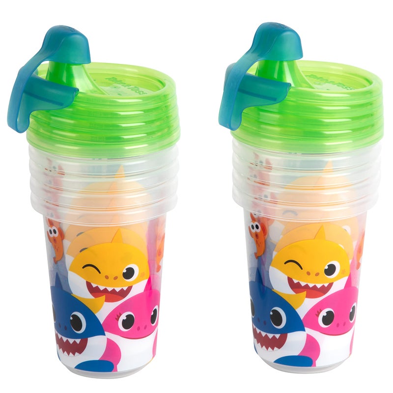 ذا فيرست ييرز The First Years Take  Toss Pinkfong Baby Shark Sippy Cups - Reusable Toddlers Cups with Lids - Kids Party Pack with 2 Travel Caps - 10 Oz - 10 Count - Image 2