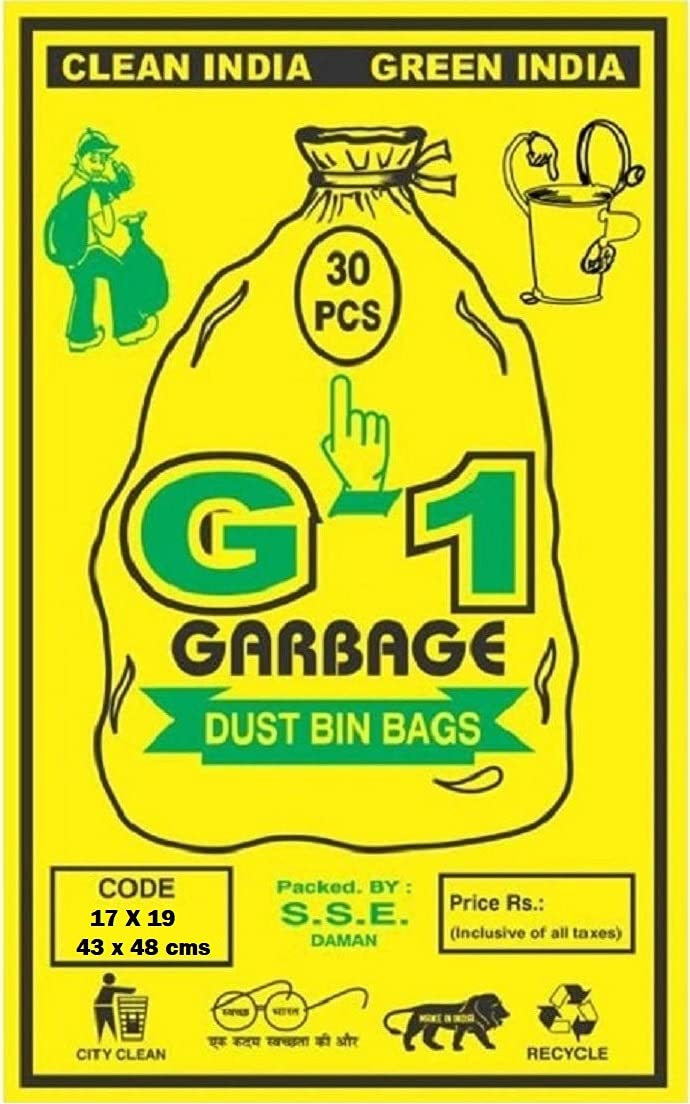 G1 G 1 Garbage Bags | Dustbin Bags | Small Size | 17X19 Inches | 30 Pack | Pack of 6 | Black | For Wet and Dry Waste For Home Kitchen Washroom | - Image 3