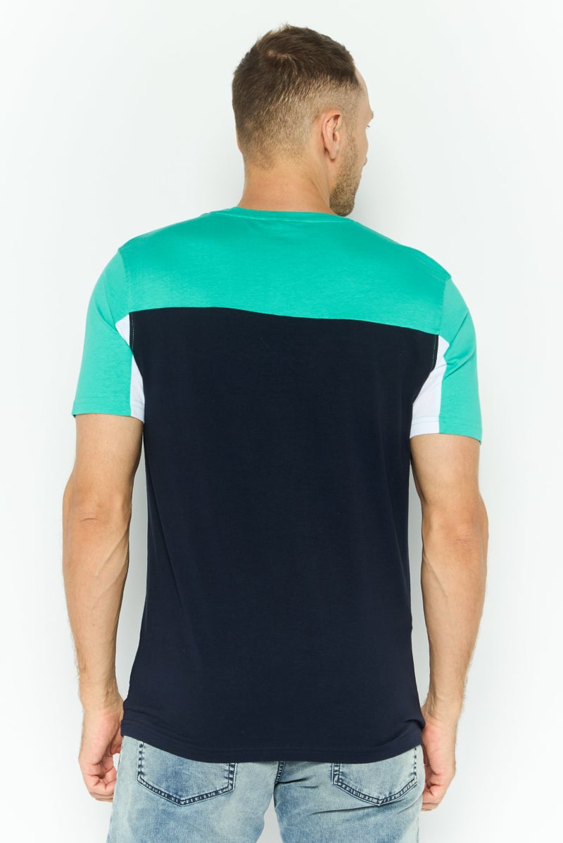 CROSSHATCH Men Round Neck Embroidered Logo Short Sleeves T-shirt, Dark Navy - Image 4