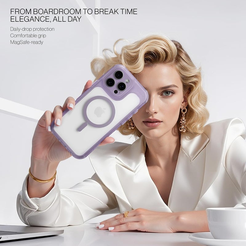 ORIbox Seralyn Series for iPhone 16 Pro Max Case - MagSafe Compatible, Triple-Layer Shockproof Protection, Crystal-Clear Back with Elegant Matte Frame(6.9", Mauve Twilight) - Image 5