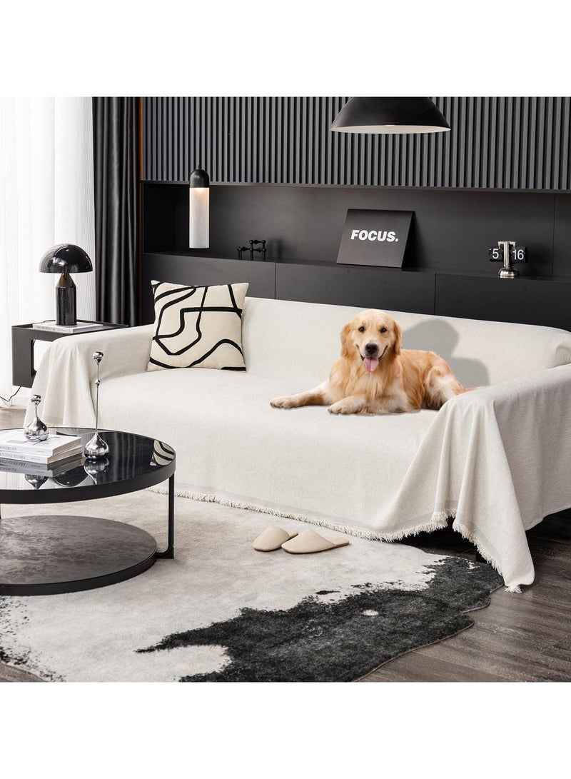 Ofrdncy Chenille Sofa Cover , Washable Couch Covers, Non Slip Couch Sofa Cover, Couch Cover Furniture Protector with Tassels Sofa Covers for Pets - Image 1