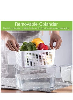 Y&D Fridge Organizers and Storage, Medium 3-in-1 Draining Crisper with Strainer for Fruits Vegetables Airtight Vent & Drain Organizer White  - Image 3