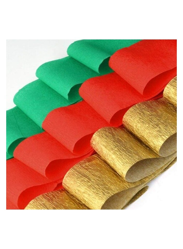 Party Time 6 Rolls 81ft Each of 3 Colors, Christmas Party Streamers Photo Booth Backdrop Decorations Crepe Paper Streamer Red Festive Green Gold Streamers Christmas Holiday Fiesta Party Season Décor - Image 2
