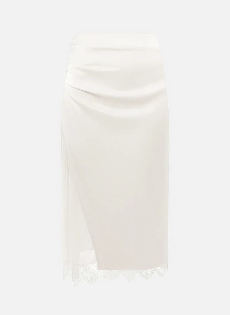 Lichi  Satin midi skirt with lace trim for Women | Best Price UAE