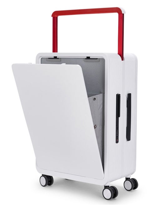 Travel Bag It contains two compartments From Limra Made Of PC Cabin Carry Check-In Luggage Trolley Size 20 inch Color White