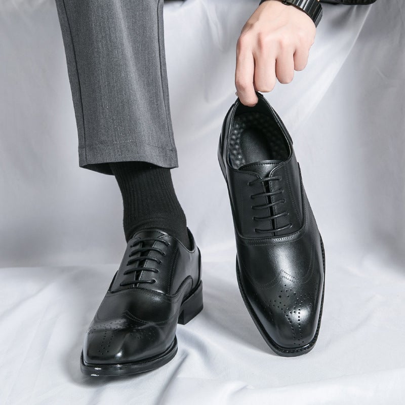2025 New Mens Leather Shoes Business Formal Casual Shoes Korean Trendy Style British Style Mens Leather Shoes Adults Spring Au Black 