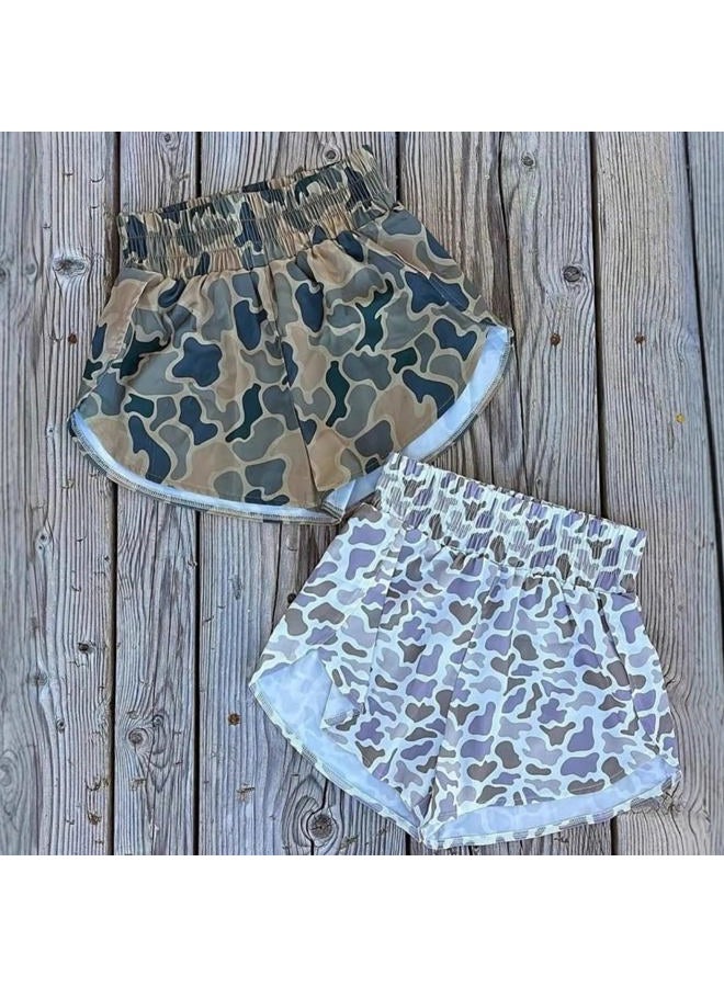 RICHTRUE Camo Boxer Shorts Women Cute Graphic Y2k Shorts Colorful Summer Bottoms 2025 Trendy, Grey, M - Image 2
