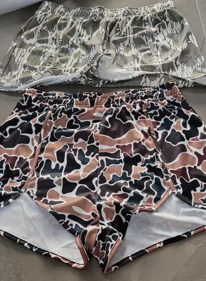 RICHTRUE Camo Boxer Shorts Women Cute Graphic Y2k Shorts Colorful Summer Bottoms 2025 Trendy, Grey, M - Image 3