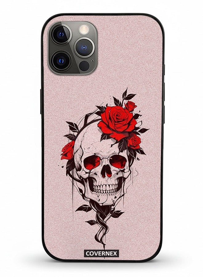 Covernex Apple iPhone 12 Pro Protective Case Cover Printed Featuring Fine Line Art with Rose - Image 2