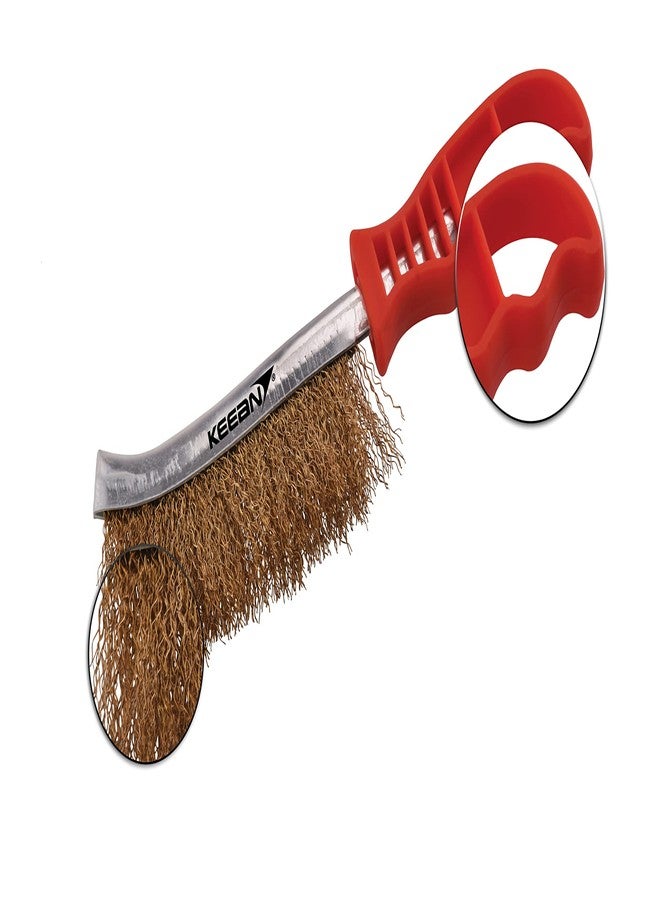 Keean Brass Wire Brush Nylon Handle Light Weight Handle Industrial Abrasive Cleaning - Image 4