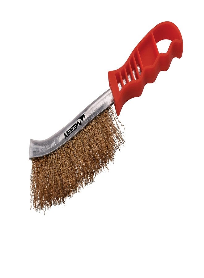 Keean Brass Wire Brush Nylon Handle Light Weight Handle Industrial Abrasive Cleaning - Image 1
