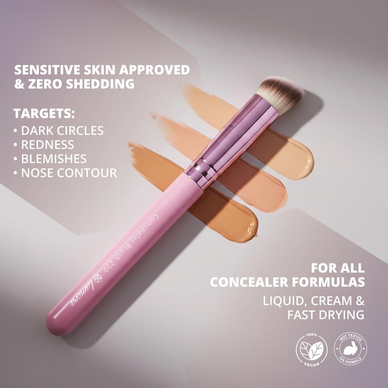 Lamora Concealer Makeup Brush Under Eye - Mini Angled Flat Top Kabuki Nose Contour Brush - Ideal for Concealing Blending Setting Buffing with Powder Liquid Cream Cosmetic - Pro Small Foundation Brush - Image 3