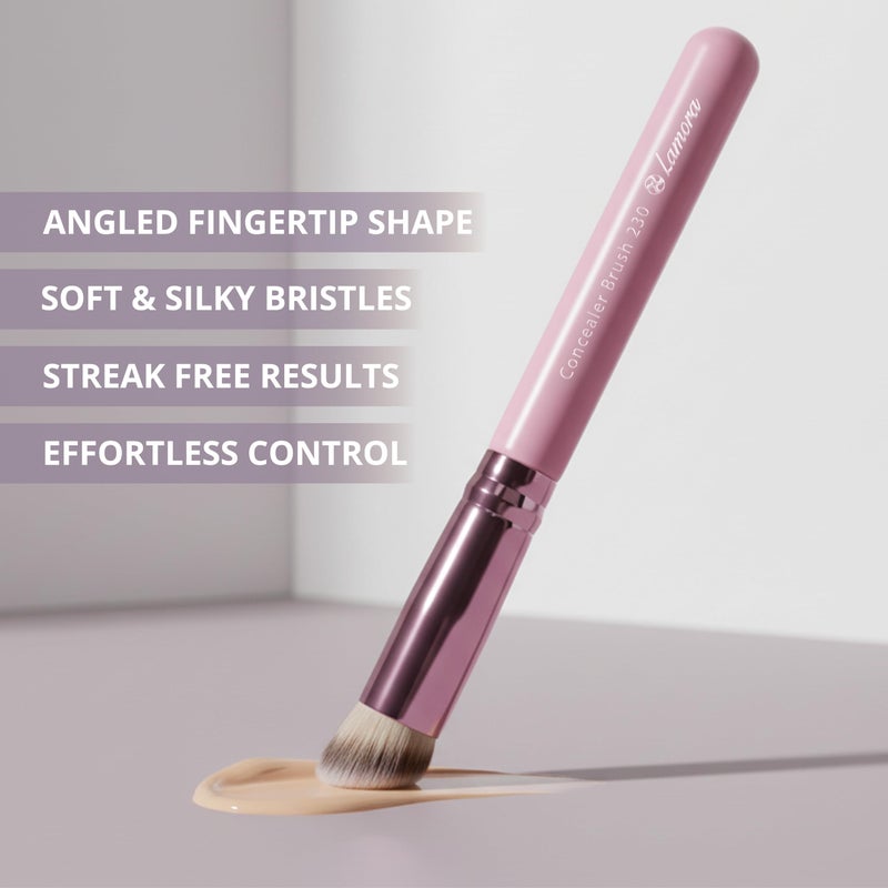 Lamora Concealer Makeup Brush Under Eye - Mini Angled Flat Top Kabuki Nose Contour Brush - Ideal for Concealing Blending Setting Buffing with Powder Liquid Cream Cosmetic - Pro Small Foundation Brush - Image 5